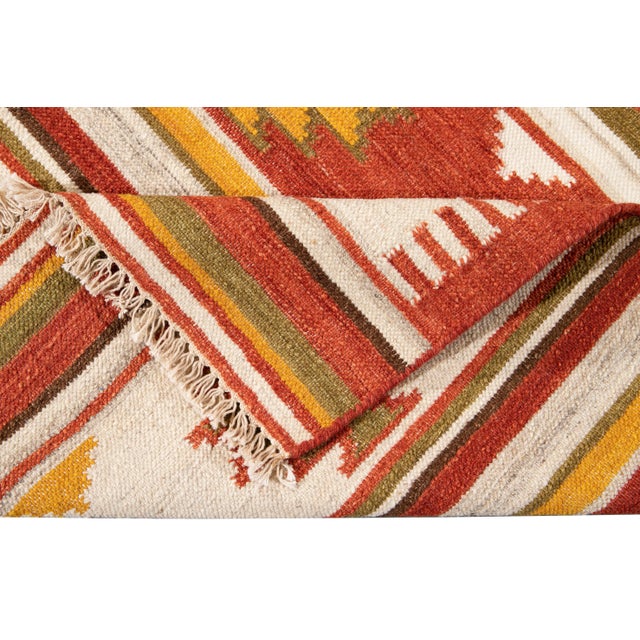 Contemporary 21st Century Modern Kilim Rug 4 '7'' X 6' 6''. For Sale - Image 3 of 10