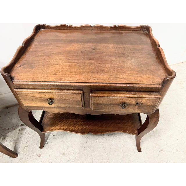 Louis XV Style Bedside Tables in Walnut, Set of 2 For Sale - Image 9 of 11