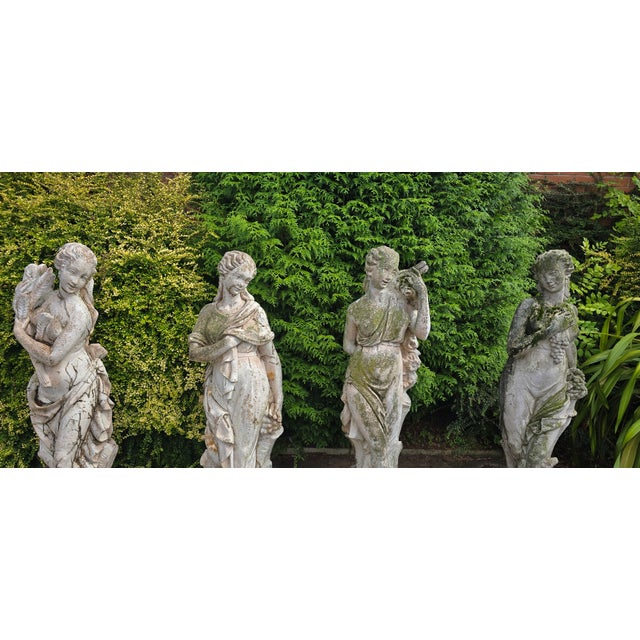 Large Vintage Four Seasons Garden Sculptures, 1930, Set of 4 For Sale - Image 12 of 13