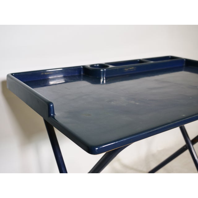 Space Age desk from France with a metal frame and plastic top. A minimalist design with clean, geometric lines and an...