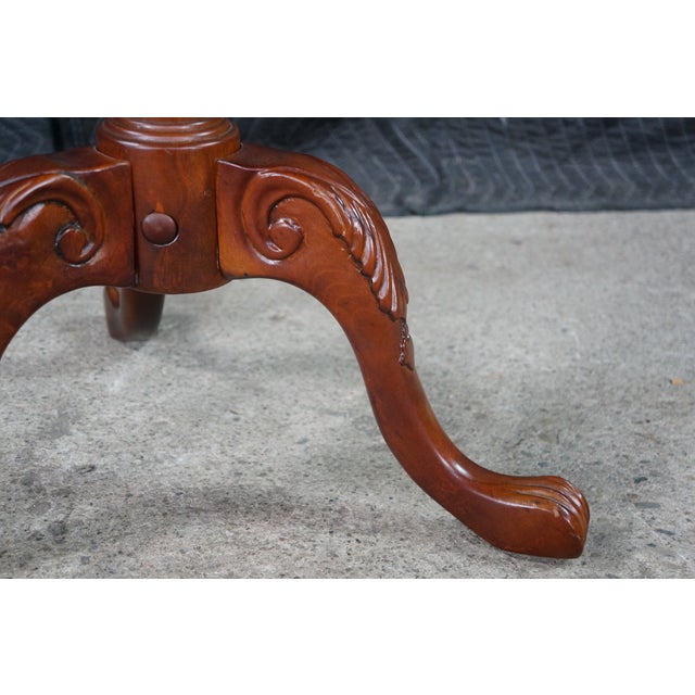 Vintage Georgian Style Scalloped Mahogany Starburst Inlaid Pedestal Side Table For Sale - Image 10 of 18