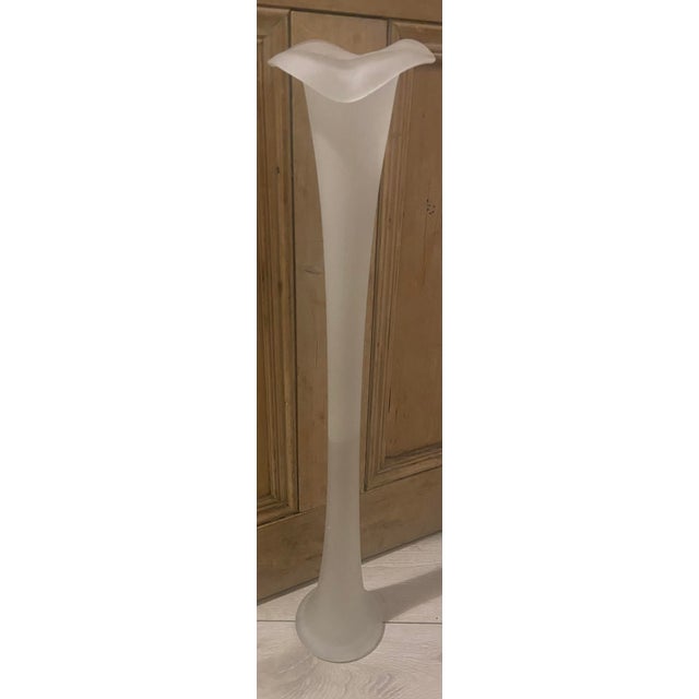 Make a striking statement with this elegant, oversized frosted white glass vase, featuring a beautifully sculpted,...
