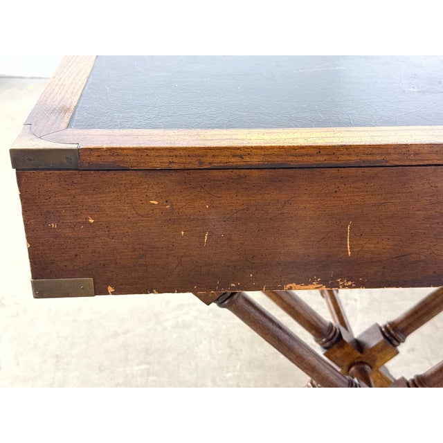 Vintage Brandt Campaign Style X-Base Writing Desk With Brass Details For Sale - Image 12 of 14