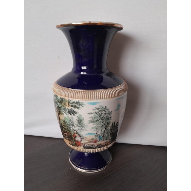 1920s Italian Ceramic Vase with Bucolic Scene, 1920s For Sale - Image 5 of 9