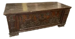 Handsome 18th-Century Italian Black Walnut Hand-Carved Coiffeur Trunk