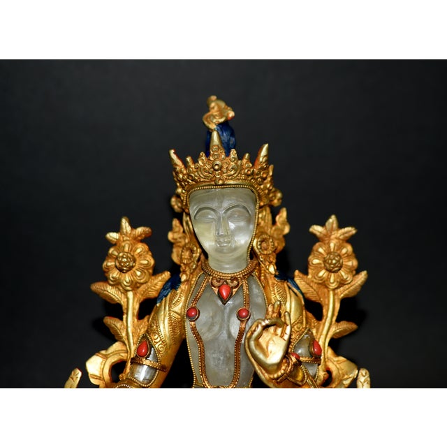 Late 20th Century Rock Crystal White Tara Gilt Bronze Tibetan Authenticity Seal For Sale - Image 5 of 18