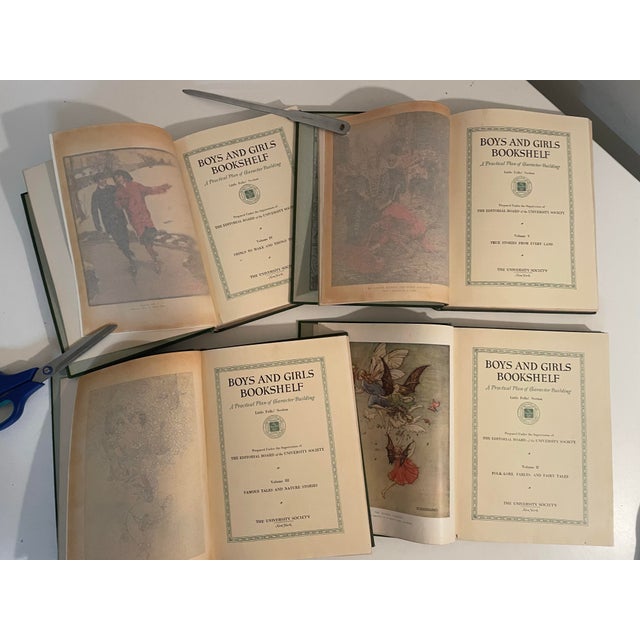 Paper Vintage Decorative Green Gold Childrens Books - Set of 4 For Sale - Image 7 of 11