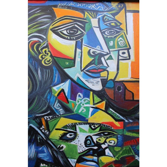 1970s Cubist Oil Painting For Sale - Image 6 of 8