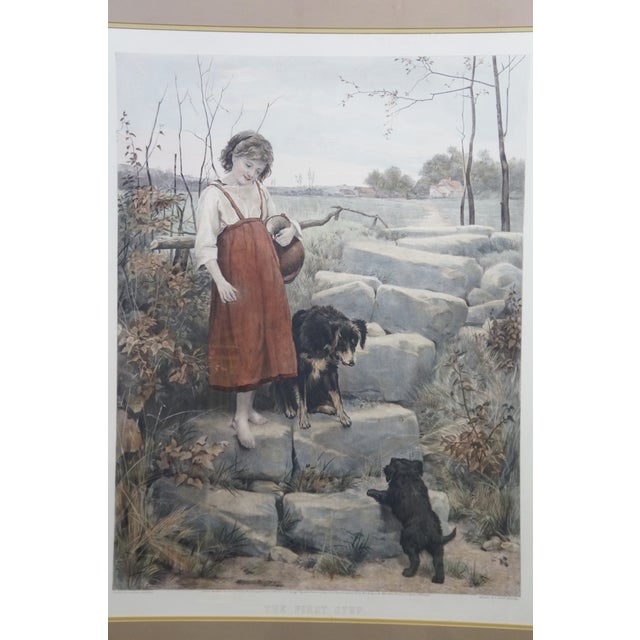 Late 19th Century Antique Arlent Edwards First Step Puppy Engraving After George Swinstead 37" For Sale - Image 5 of 16