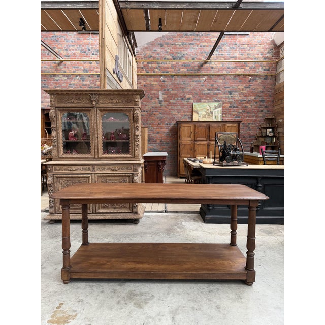 Wood Early 20th Century Cloth Merchant's Table in Oak For Sale - Image 7 of 10