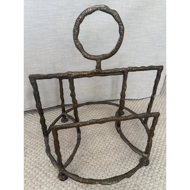 Metal Giacometti-Style Hammered Iron Sithon Magazine Holder by Uttermost For Sale - Image 7 of 9