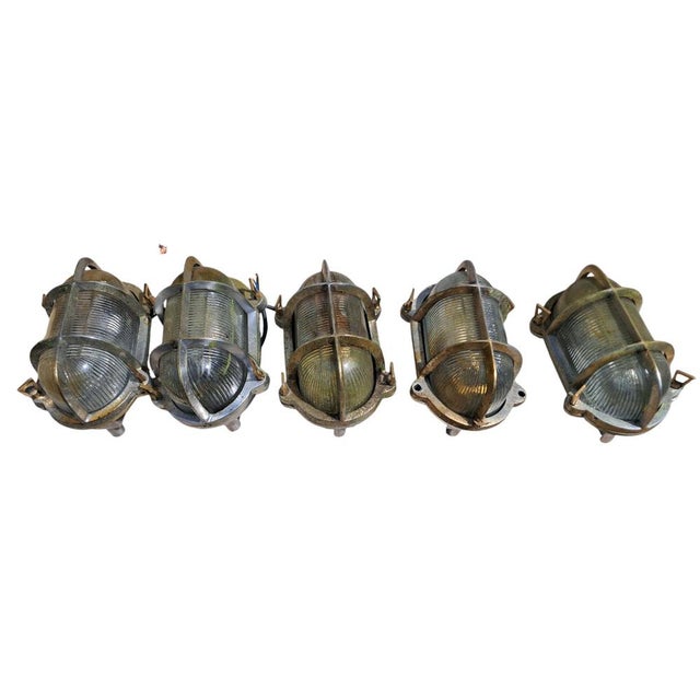Vintage Industrial Bulkhead Wall Ceiling Marine Ship Lights, 1970s, Set of 5 For Sale - Image 14 of 14