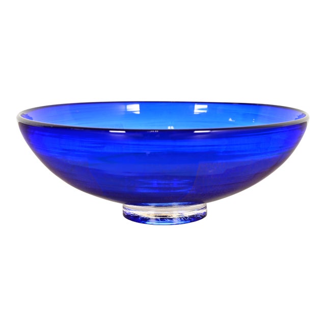 Jeff Zimmerman for Tiffany & Co. Cobalt Blue Art Glass Centerpiece Bowl or Fruit Bowl For Sale