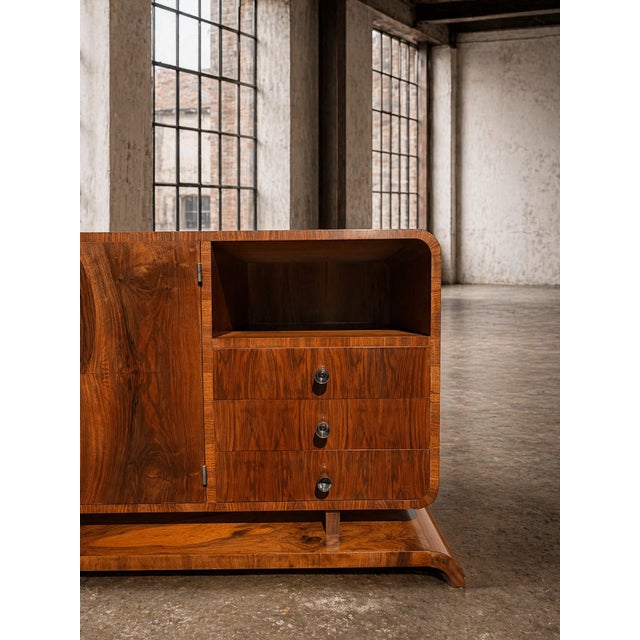Art Deco Walnut Sideboard, 1940s, Central Europe For Sale - Image 4 of 14