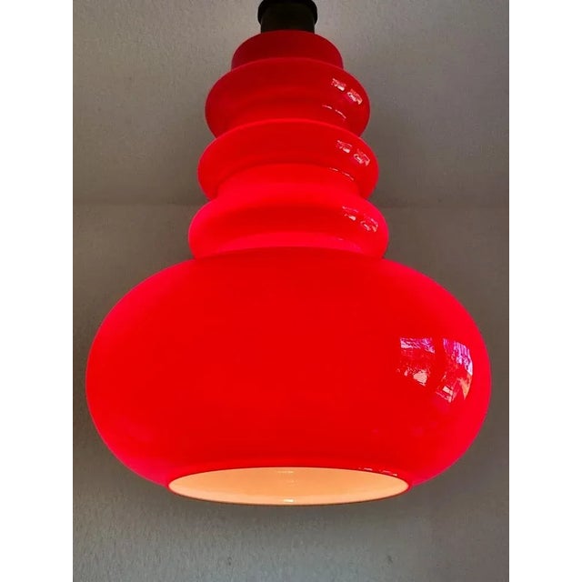 Red Vintage Red Glass Pendant Lamp from Peill & Putzler, 1970s For Sale - Image 8 of 9