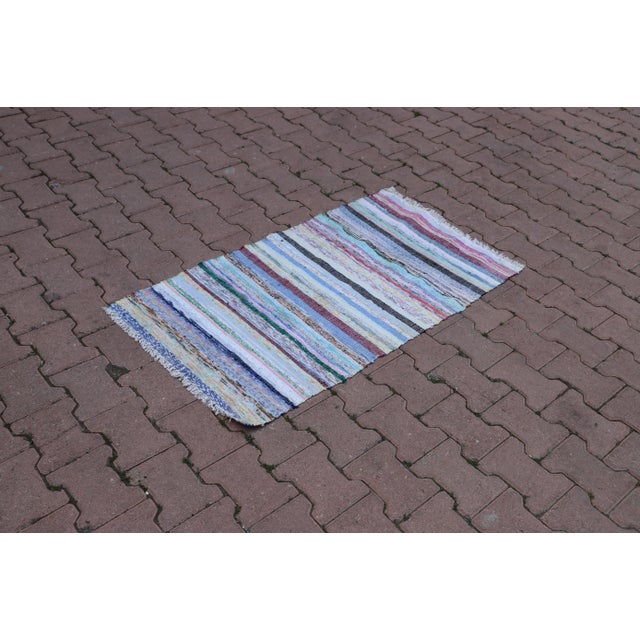 Traditional 1980s Hand-Knotted Kilim With Stripe Patterns For Sale - Image 3 of 10