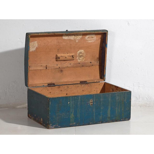 Small Antique Chest with Navy Blue Patina For Sale - Image 4 of 10