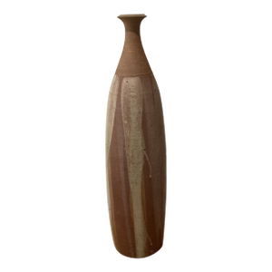 Mid 20th Century Art Pottery Long Neck Stoneware Vase by Cecil Strawn ( 1922 - 1989 )