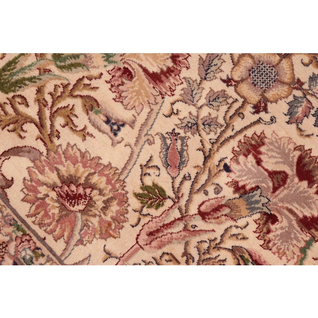 Shabby Chic Shabby Chic Floral 1990's Pak-Persian Ivory/Blue Wool Rug - 6'1'' X 9'1'' For Sale - Image 3 of 9