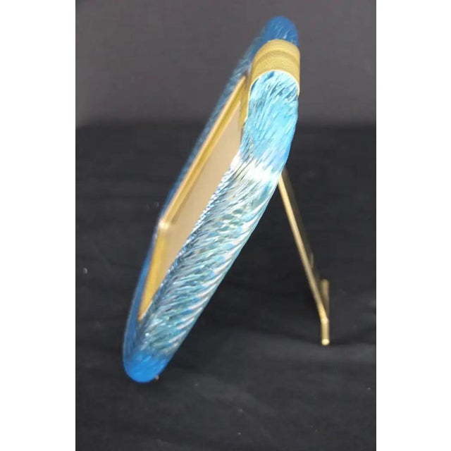 Sky Blue Twisted Photo Frame in Murano Glass and Brass from Barovier E Toso For Sale - Image 10 of 18