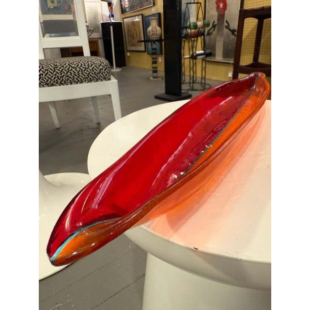 This exquisite sculptural glass centerpiece by Beatrice Tesdorf embodies the essence of mid-century Italian-inspired glass...