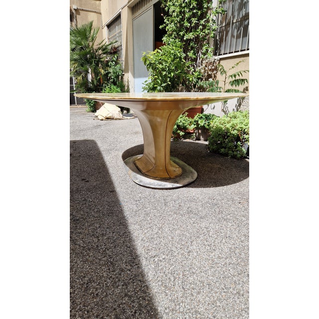 Beige Table with Wooden Base and Oval Marble Top from Vittorio Dassi, 1950s For Sale - Image 8 of 18