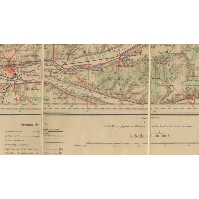 Paper Antique French Folding Map of Tours by Le Mans & Chartres, 1902 For Sale - Image 7 of 10