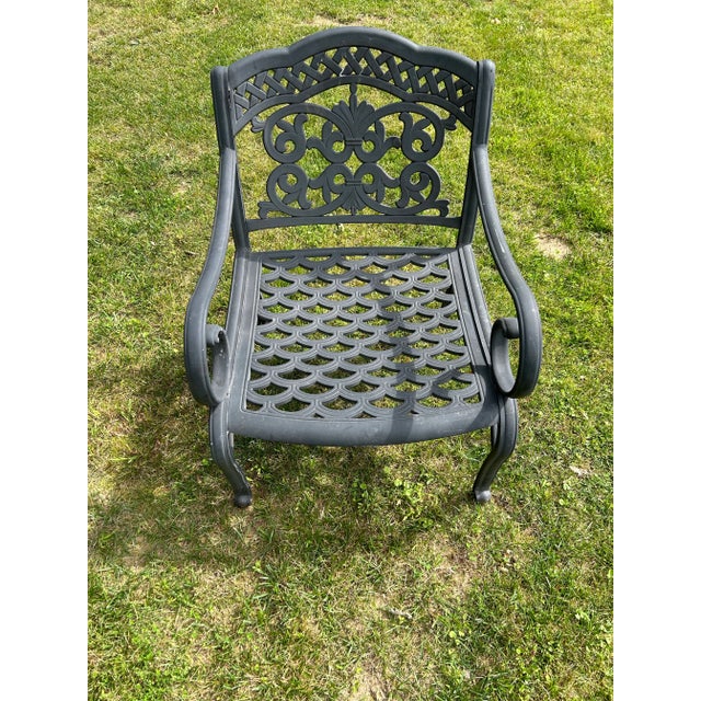 2000 - 2009 Hanamint Cast Aluminum Patio Table & 3 Chairs For Sale - Image 5 of 8