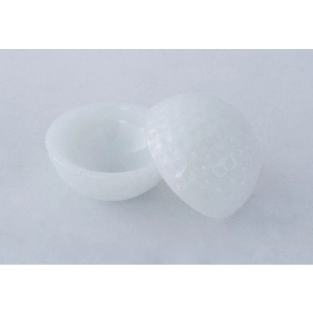 Anchor Hocking Vintage C.1950's Anchor Hocking Milk Glass Lidded Golf Ball-Shaped Decorative Object/Container For Sale - Image 4 of 8