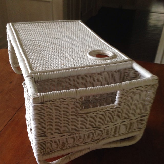 Vintage White Wicker Bed Tray Chairish
