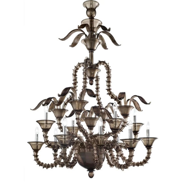 Handcrafted Modern Fumé Murano Glass Chandelier – Ca’ Rezzonico Collection For Sale - Image 6 of 6