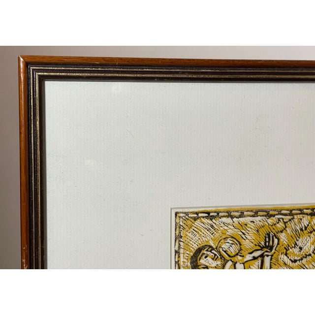 Printmaking Materials Vintage Religious Original Ruth Collet Woodblock Linocut Figural Pop Art Print For Sale - Image 7 of 11