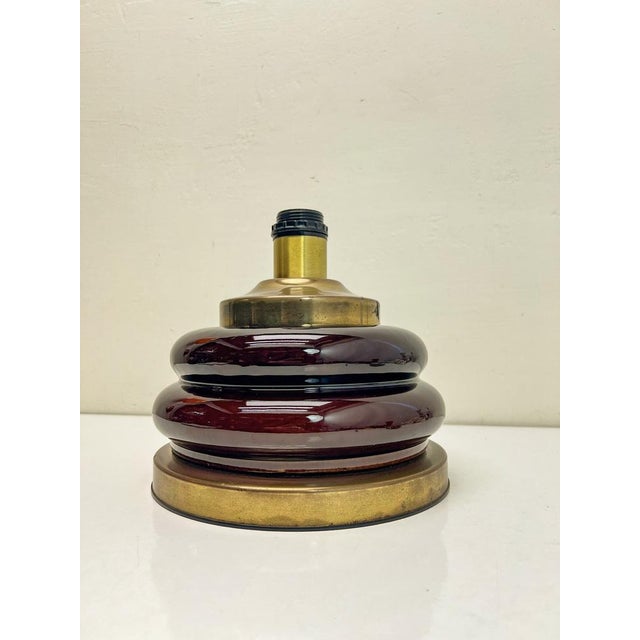 Mid-Century Modern Double Bubble Brown Glass Table Lamp, Italy, 1970s For Sale - Image 9 of 11