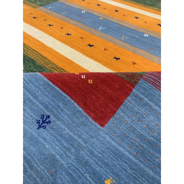 9x12 Timeless Gabbeh Multicolor Abstract Tribal Modern Handmade Wool Carpet Rug For Sale - Image 4 of 6