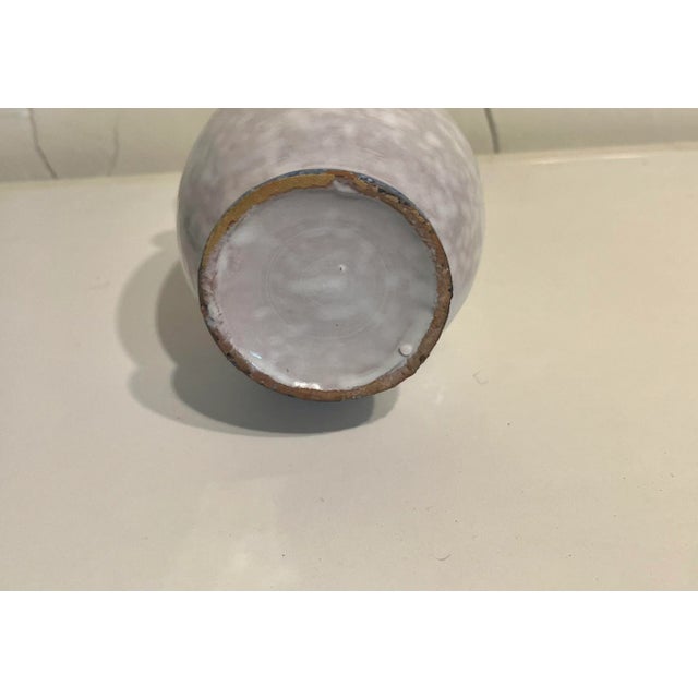 Folk Art Studio Pottery Blue and White. Loving Cup Vase For Sale In Palm Springs - Image 6 of 7