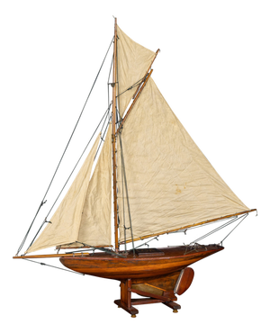 Vintage English Carved Hull Pond Yacht, 1930