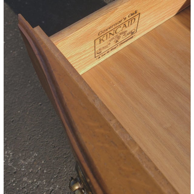 Wood Late 20th C. Kincaid Chippendale Solid Oak Chest of Drawers For Sale - Image 7 of 11