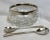 Vintage Cut Glass Salad Bowl With Silver Plate Rim and Silver Plate Salad Servers From England For Sale - Image 12 of 12