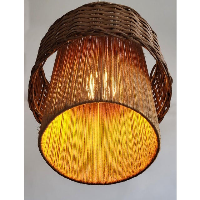 Mid-Century Modern Sisal & Rattan Pendant Light by Temde Leuchten, 1960s For Sale - Image 6 of 9