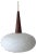 Opaline Glass and Teak Pendent Lamp by Louis Kalff for Philips, 1960s For Sale