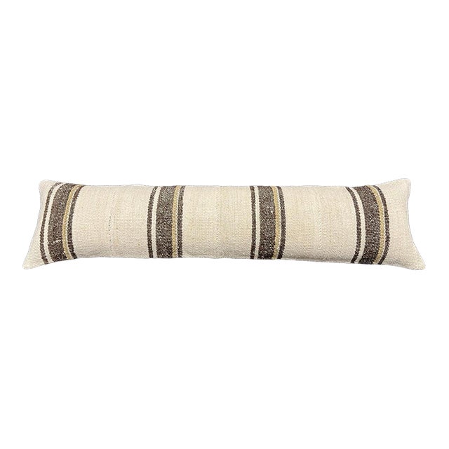 Turkish Hemp Pillow Cushion Natural Beige Brown Cushion Cover 12x46 For Sale