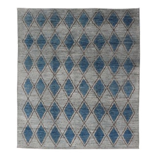 Modern Design Moroccan Rug by Keivan Woven Arts in Diamond Pattern For Sale