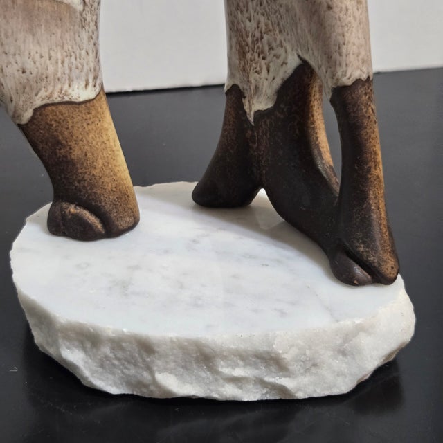 Mid Century Modern Maigon Daga Afghan Hound Figurine Ceramic Marble Base Art Pottery Dog For Sale - Image 4 of 9