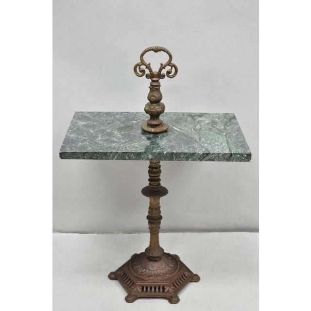 Antique Victorian Green Marble Cast Iron Pedestal Base Smoking Stand Side Table For Sale - Image 12 of 12