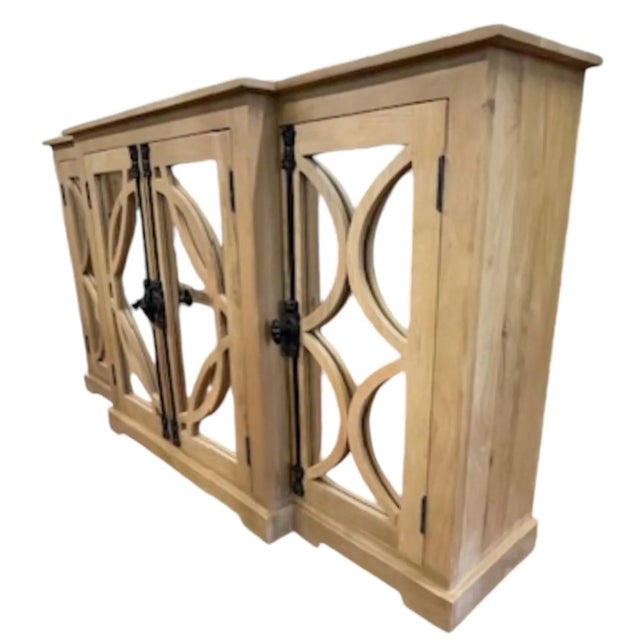 Rustic Rustic 4 Mirror Door Breakfront Credenza Buffet Server For Sale - Image 3 of 5