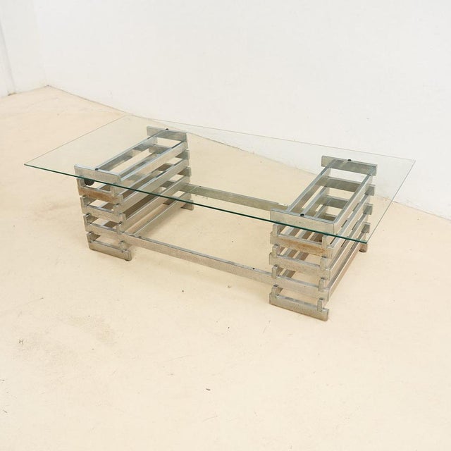 Designer Coffee Table with Chromed Base For Sale - Image 4 of 9