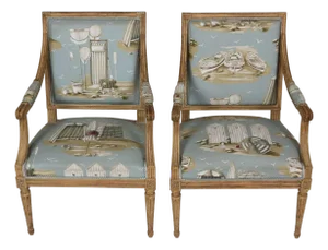 Pair of French Painted Fauteuil Chairs