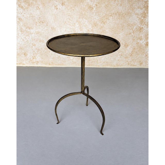 Spanish Spanish Iron Drinks Table With Dark Gold Patina For Sale - Image 3 of 13