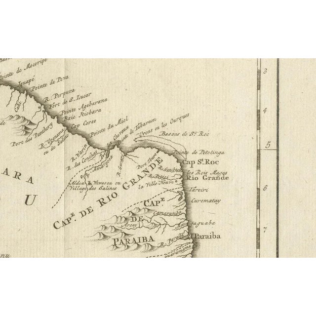Brazil Coastline Map of Broenner Carte Du Bresil, 1772 For Sale - Image 4 of 10