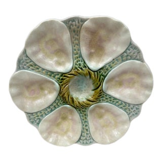 Rare French Majolica Orchies Oyster Plate Circa 1900 For Sale